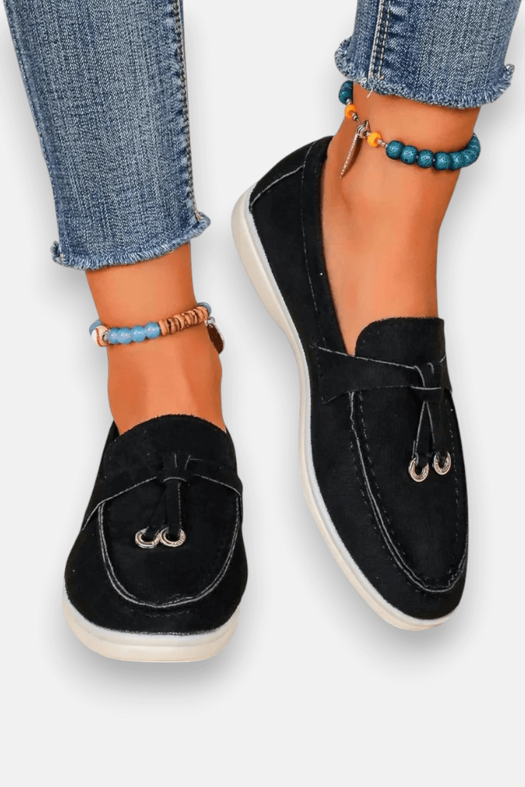 Women's Soft Leather Retro Slip-On Shoes – Chunky Sole Comfort