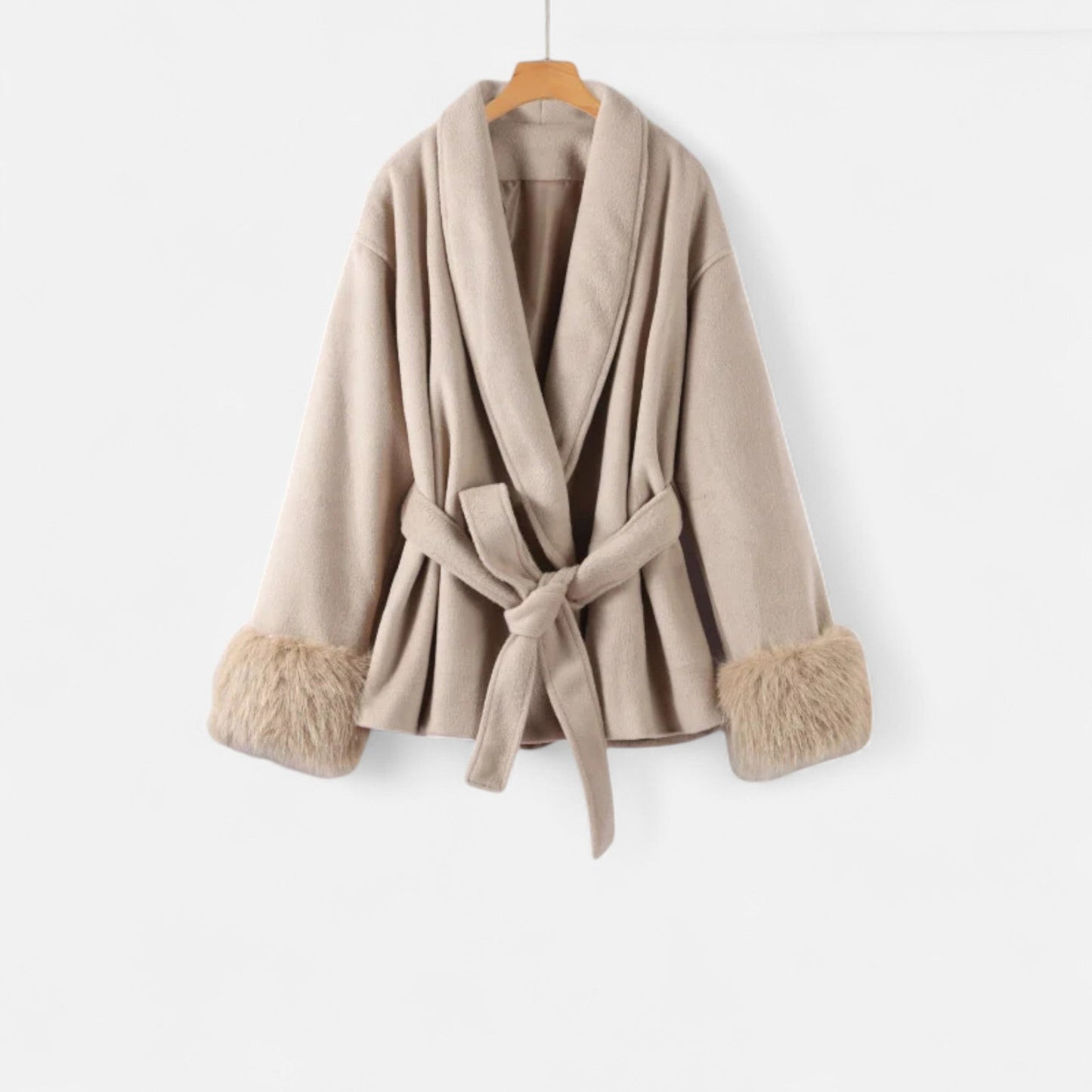 Women’s Faux-Fur Coat – Ivy League Lace-Up Elegance