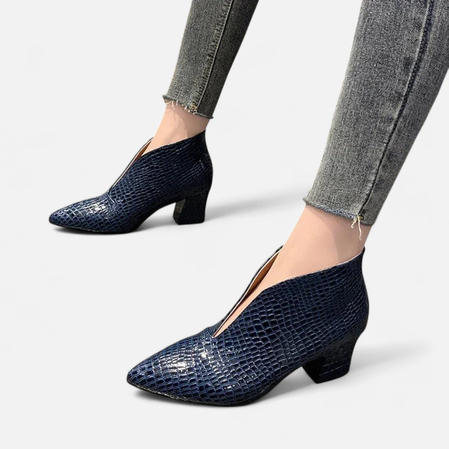 Women’s Patent Leather V-Cut Ankle Boots