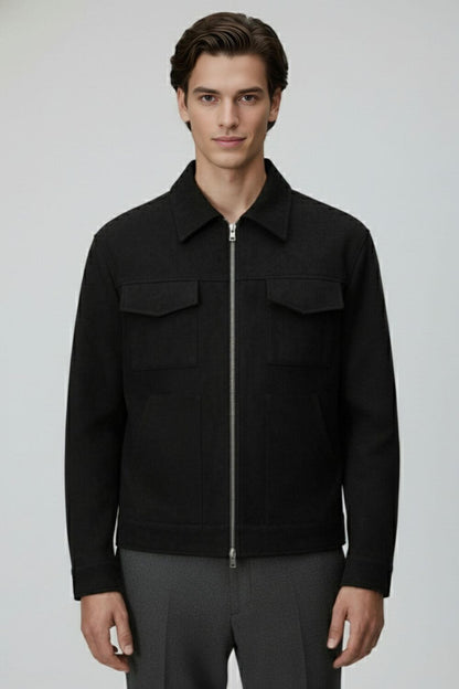 Men’s Overshirt Jacket in Suede with Turn-Down Collar