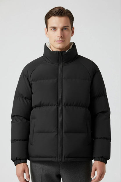 Men’s Black Puffer Jacket with Fleece Lining