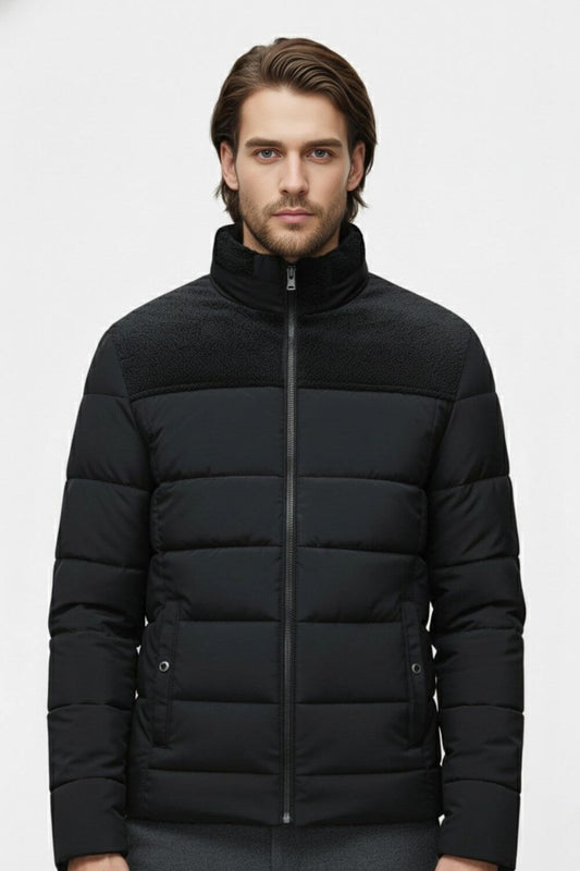 Men’s Thick Puffer Jacket with Stand Collar