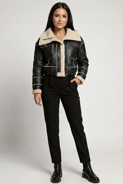 Caurelle | Women’s Cropped Faux Fur Lapel Jacket