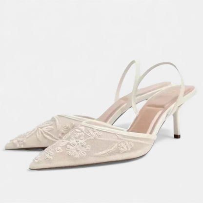 Plain Dept | Women’s Embroidered Mesh Designer Heels