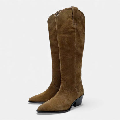 Plain Dept | Women’s High Knee Cow Suede Autumn Winter Boots