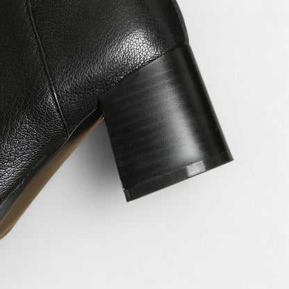 Plain Dept | Women’s Genuine Leather Chelsea Boots – Pointed Toe Square Heel