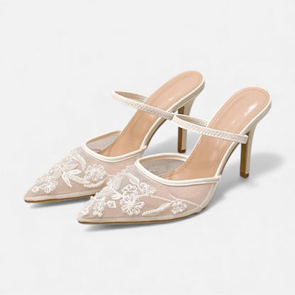 Plain Dept | Women’s Embroidered Mesh Designer Heels