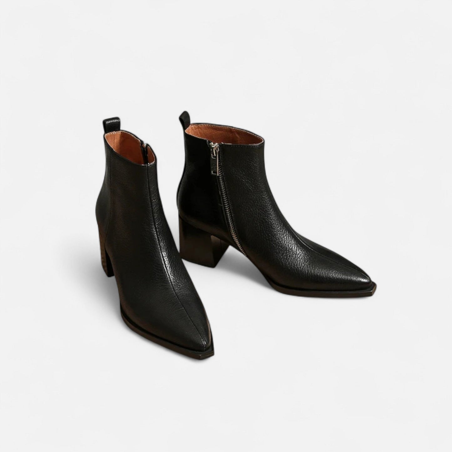 Plain Dept | Women’s Genuine Leather Chelsea Boots – Pointed Toe Square Heel