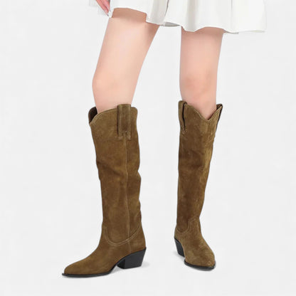 Plain Dept | Women’s High Knee Cow Suede Autumn Winter Boots