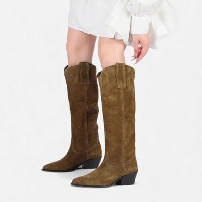 Plain Dept | Women’s High Knee Cow Suede Autumn Winter Boots