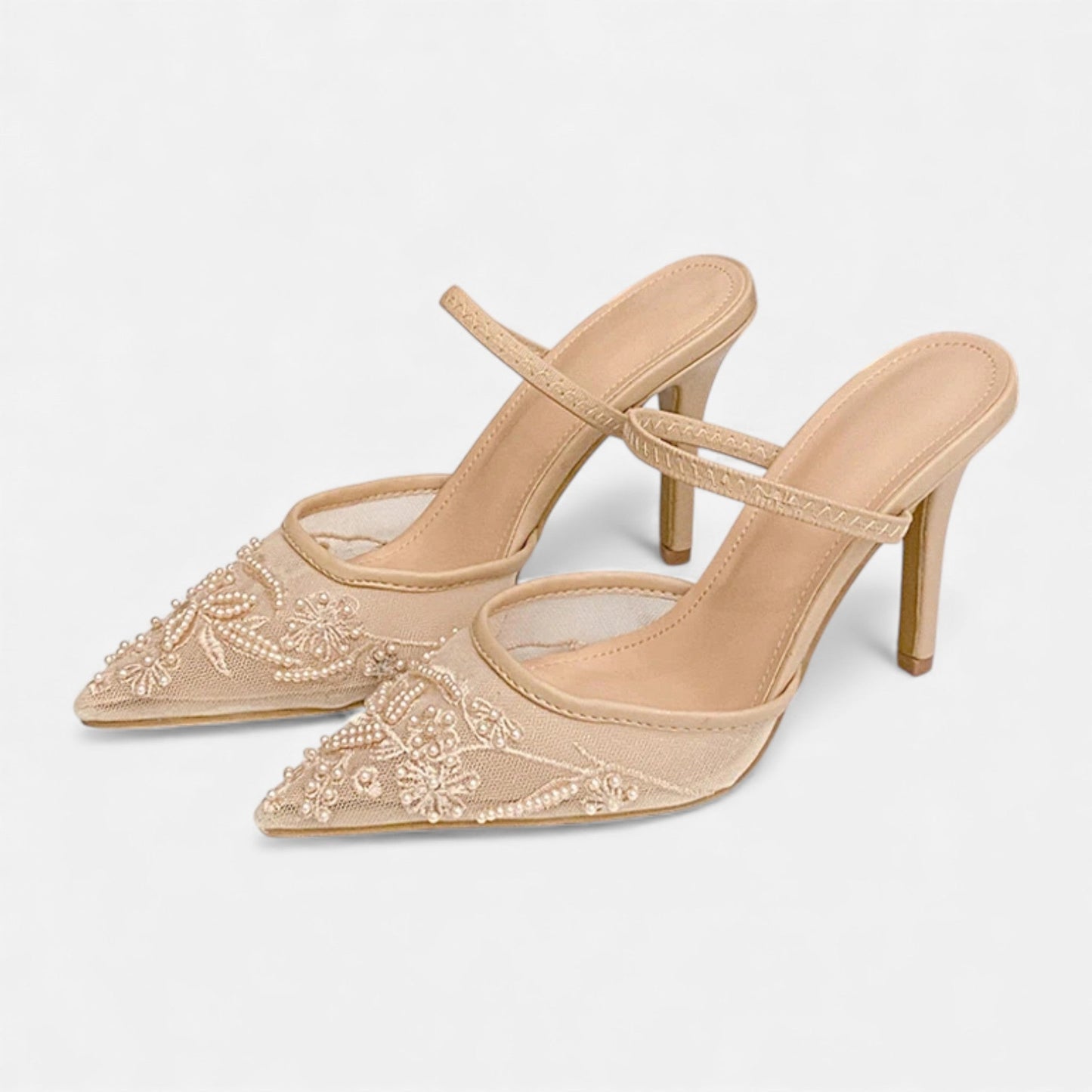 Plain Dept | Women’s Embroidered Mesh Designer Heels