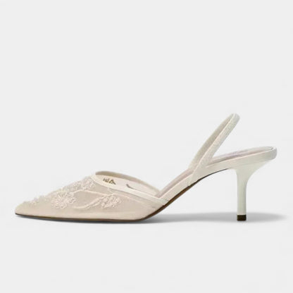 Plain Dept | Women’s Embroidered Mesh Designer Heels