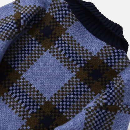 Plain Dept | Women’s Plaid Knitted Zipper Jacket with Turn-Down Collar