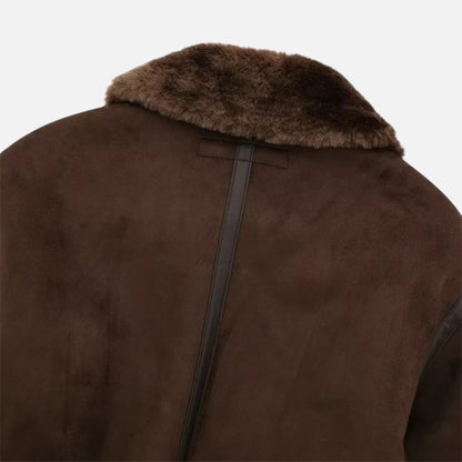 Plain Dept | Women’s Brown Bomber Jacket, Luxe Faux Fur Trim