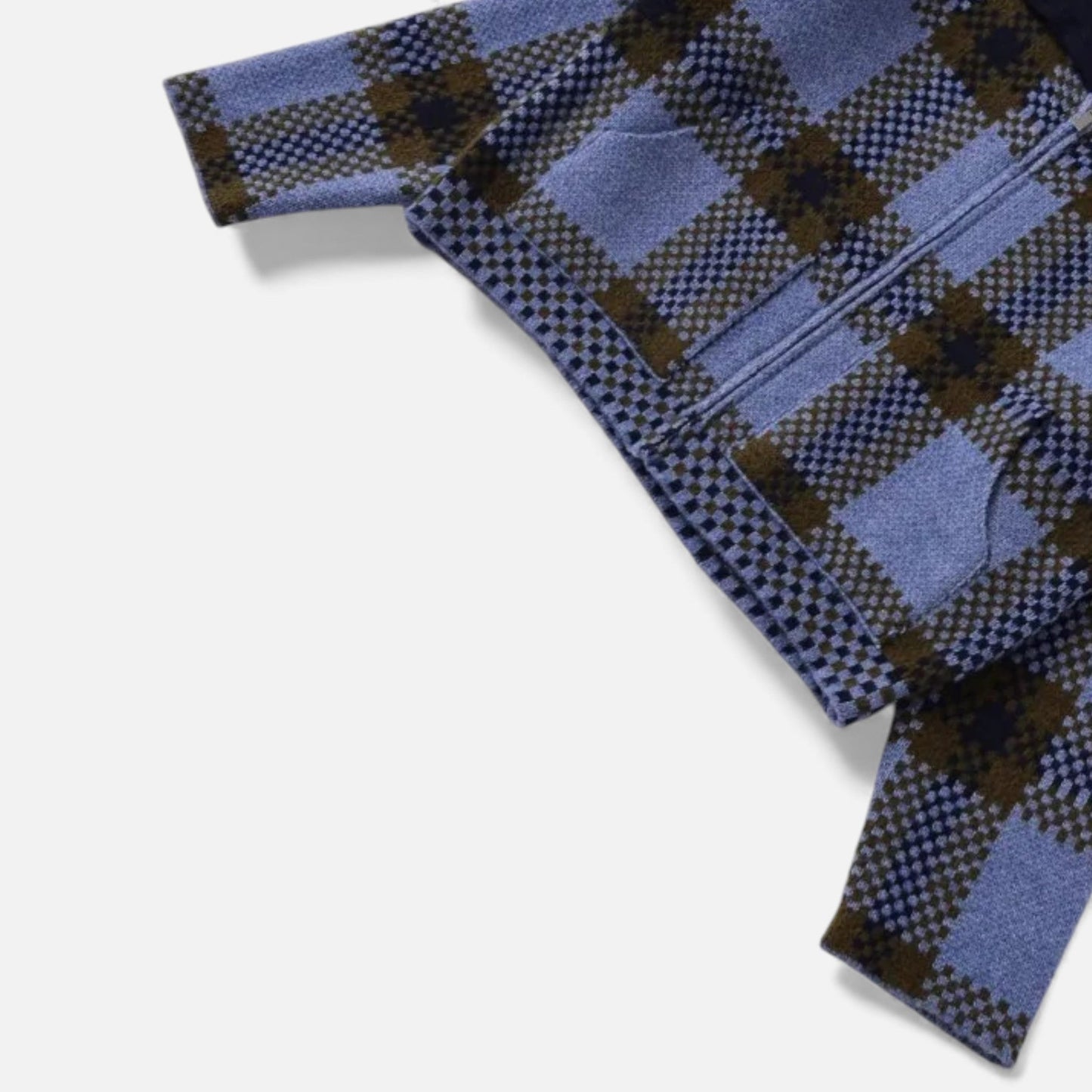 Plain Dept | Women’s Plaid Knitted Zipper Jacket with Turn-Down Collar