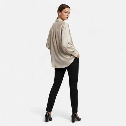 Plain Dept | Women’s Silk Satin Blouse – Autumn Poise Edition