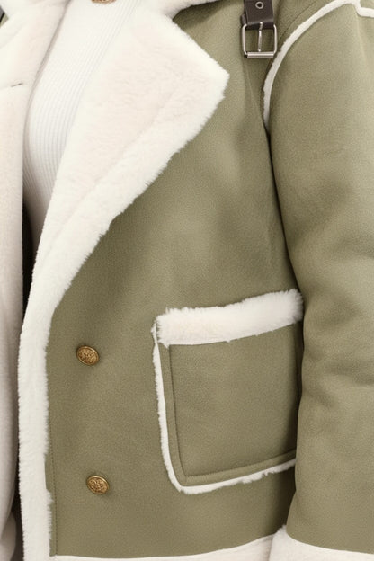 Caurelle | Women’s Ultra-Soft Plush Lapel Jacket – Winter Warmth with Faux Fur Detail
