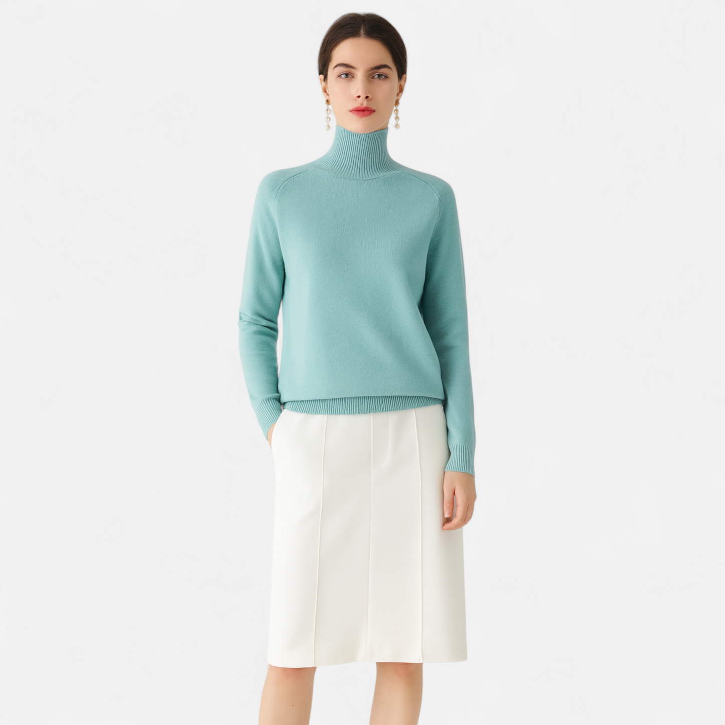Plain Dept | Women's Merino Wool & Cashmere Mock-Neck Sweater