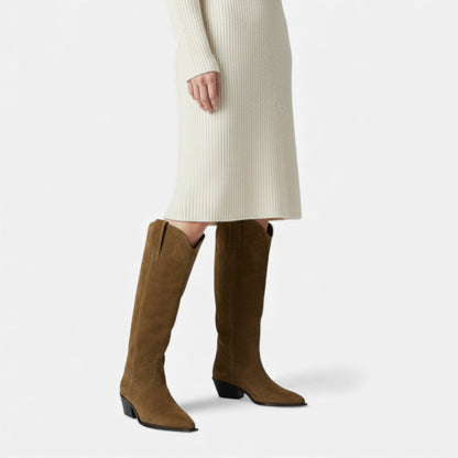Plain Dept | Women’s High Knee Cow Suede Autumn Winter Boots