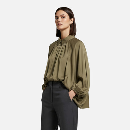 Plain Dept | Women’s Pleated Lapel Blouse