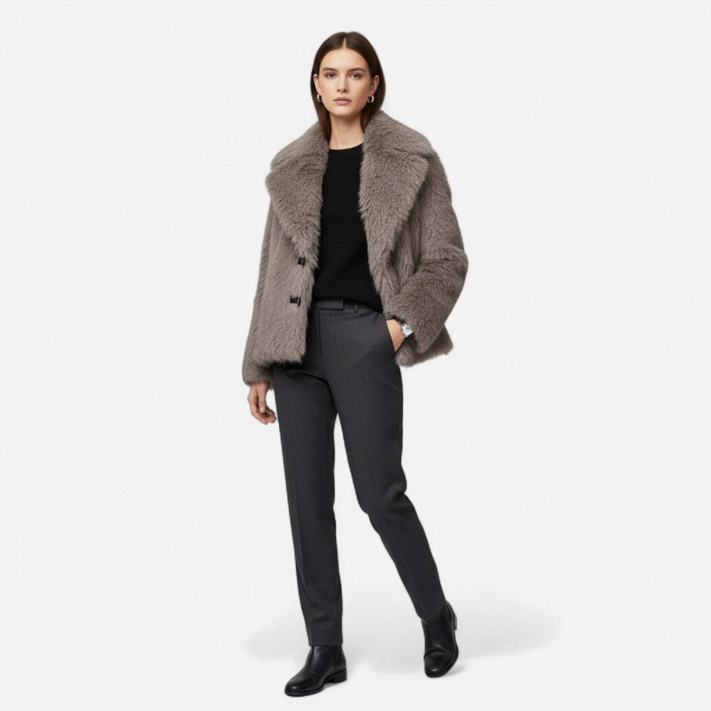Plain Dept | Women’s Faux Fur Coat – Winter Street Elegance