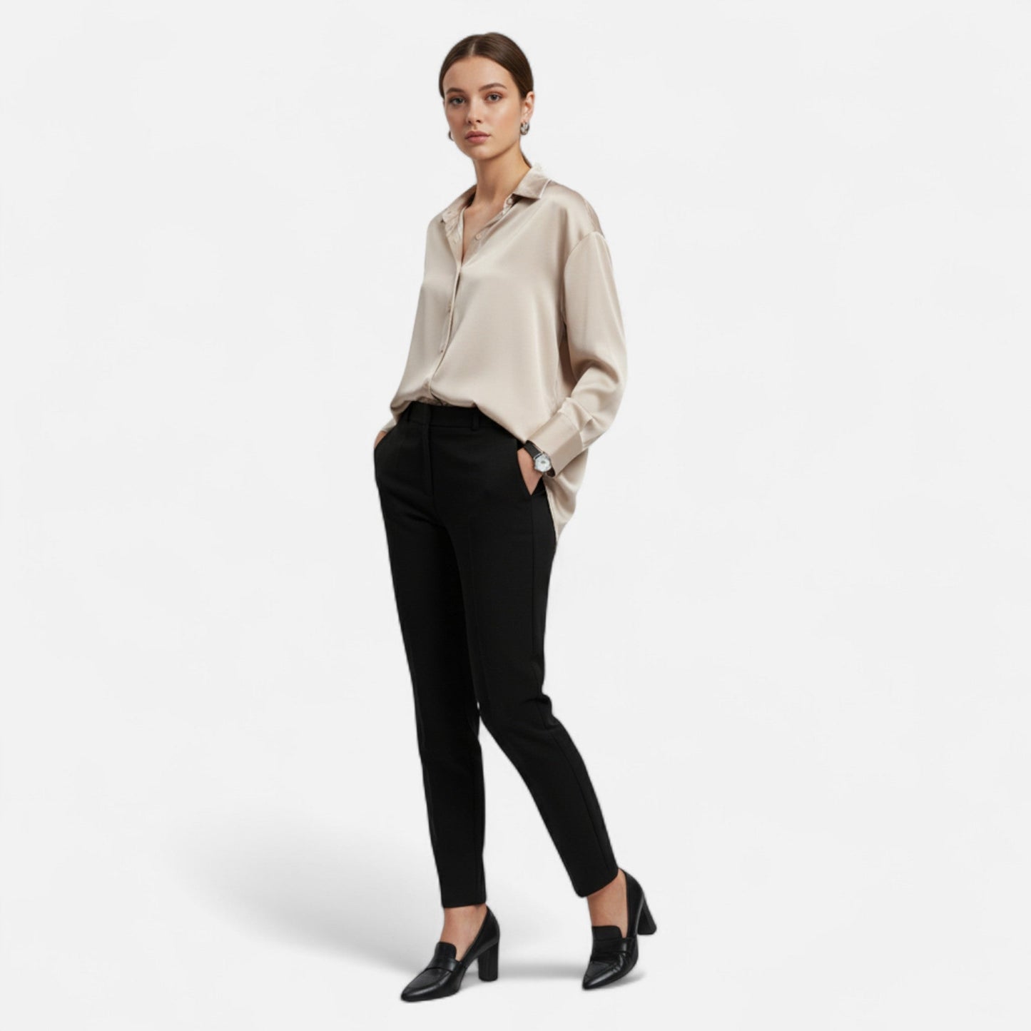Plain Dept | Women’s Silk Satin Blouse – Autumn Poise Edition