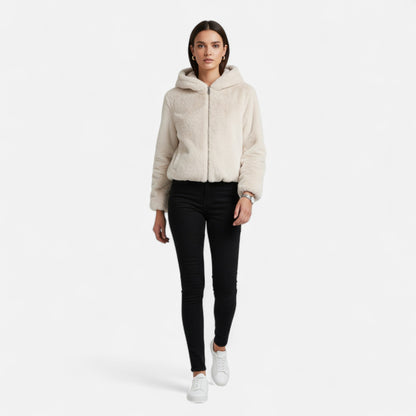 Plain Dept | Women’s Hooded Faux Fur Coat – Winter Luxe Comfort