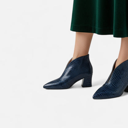Women’s Patent Leather V-Cut Ankle Boots