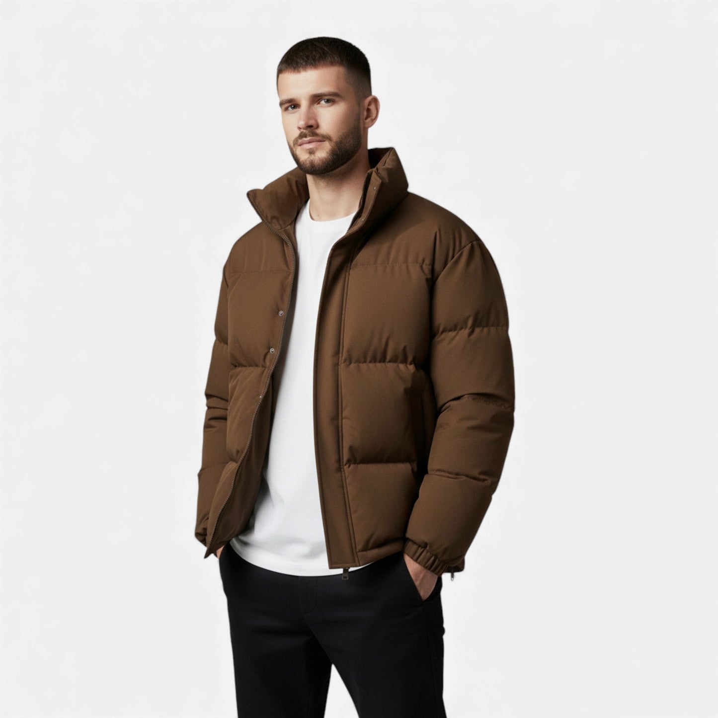Plain Dept | Unisex Puffer Cotton Jacket with Stand Collar