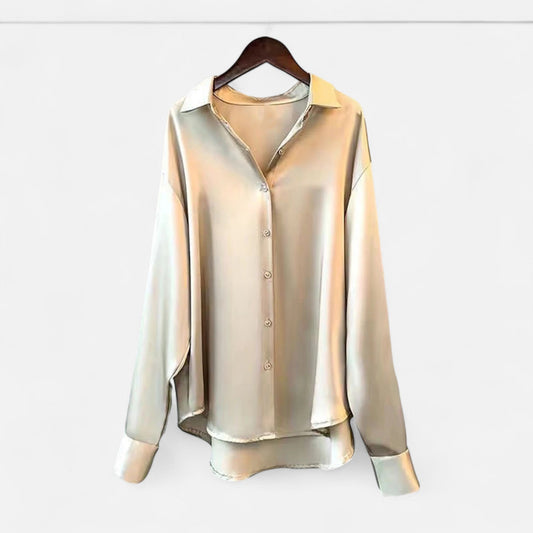 Plain Dept | Women’s Silk Satin Blouse – Autumn Poise Edition
