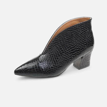 Women’s Patent Leather V-Cut Ankle Boots