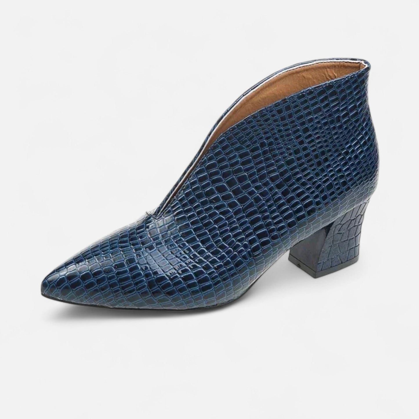 Women’s Patent Leather V-Cut Ankle Boots