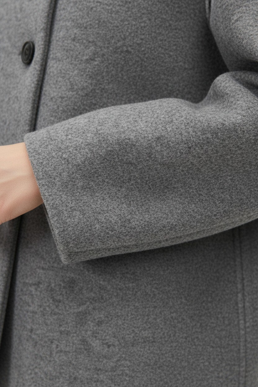 Women’s Wool Coat – Double-Breasted Tatting Weave Elegance