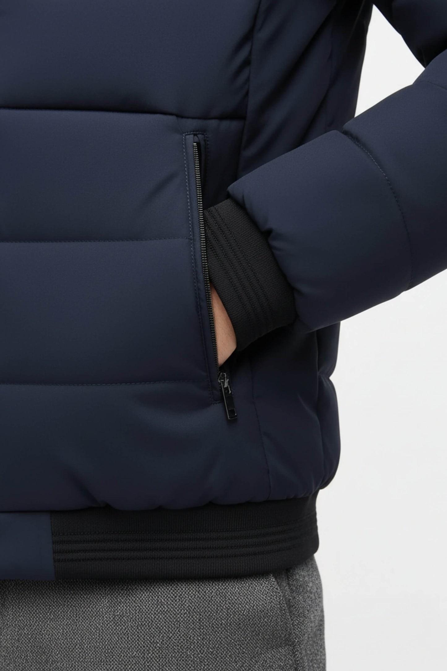Men’s Stand-Collar Puffer Jacket with Fleece Lining