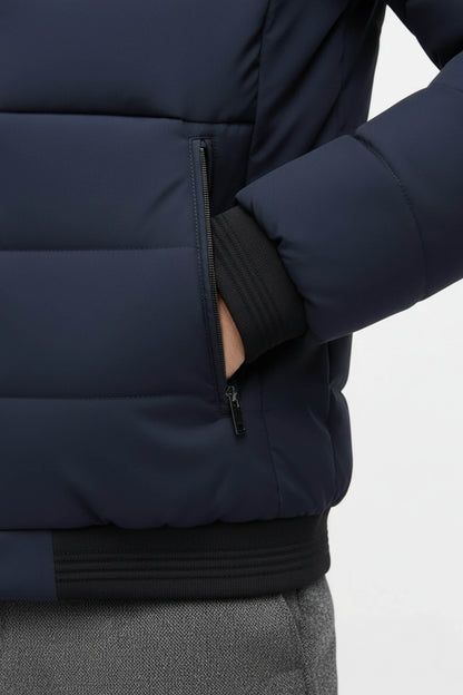 Men’s Stand-Collar Puffer Jacket with Fleece Lining