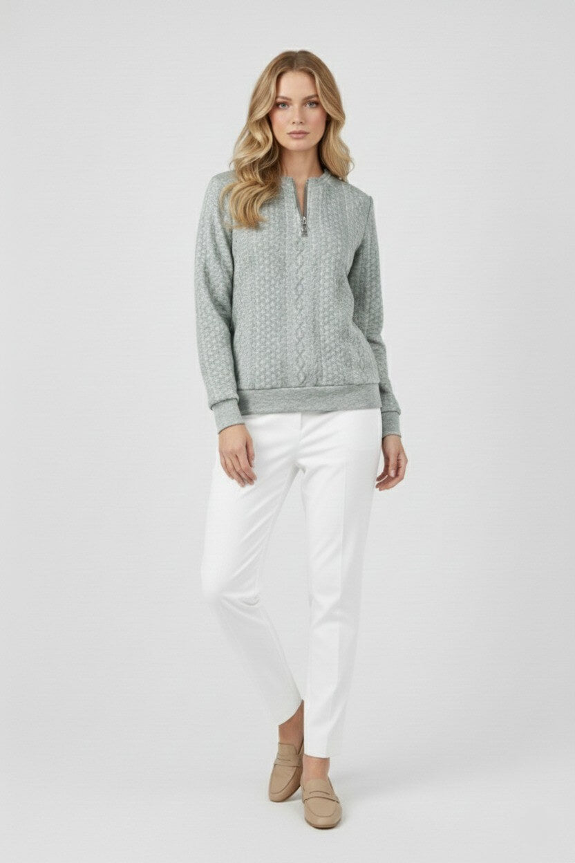 Women’s Half-Zip Pullover – Elegant Cable Knit Jumper