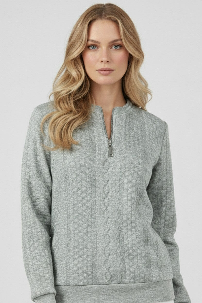 Women’s Half-Zip Pullover – Elegant Cable Knit Jumper