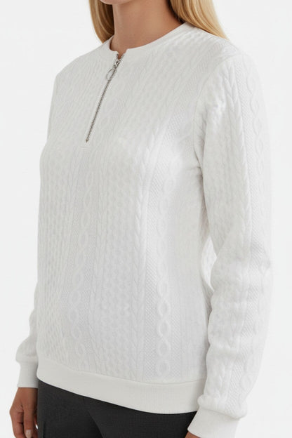 Women’s Half-Zip Pullover – Elegant Cable Knit Jumper