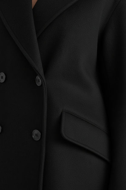 Women’s Long Wool Coat with Lapel Collar
