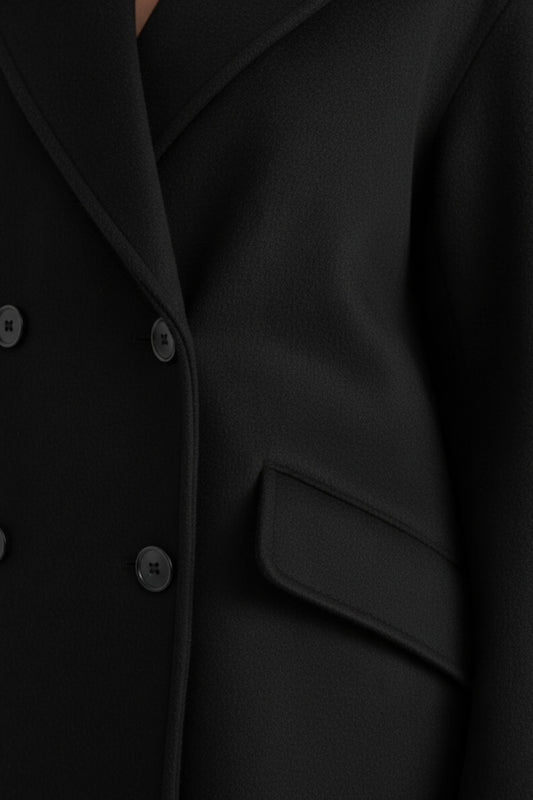 Women’s Long Wool Coat with Lapel Collar