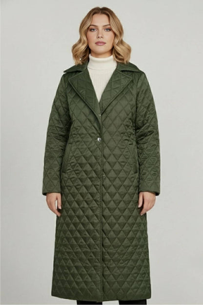 Caurelle | Women’s Long Quilted Coat – Refined Warmth and Everyday Elegance