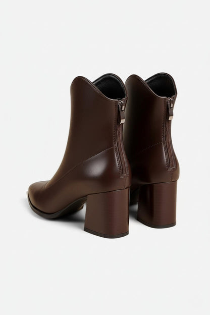 Caurelle | Women’s Leather Ankle Boots – Pointed Toe High Heel