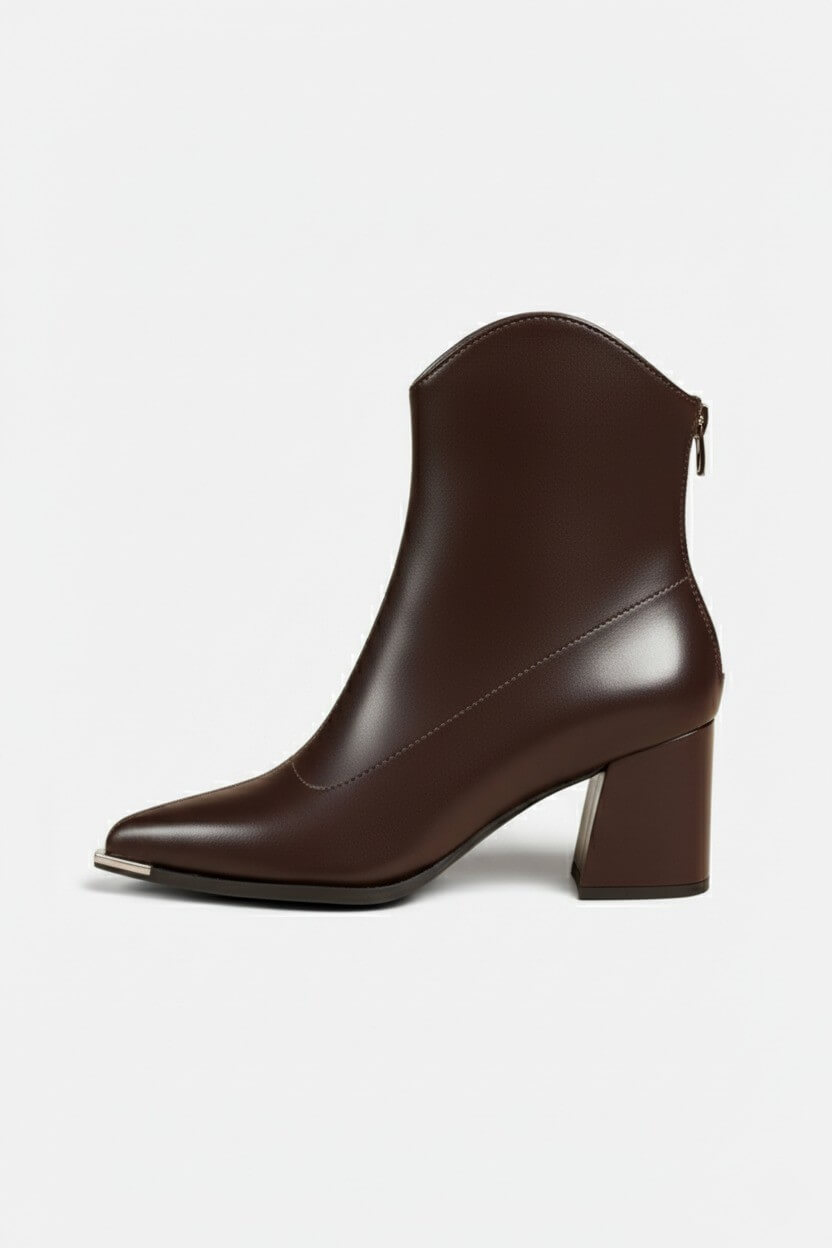 Caurelle | Women’s Leather Ankle Boots – Pointed Toe High Heel