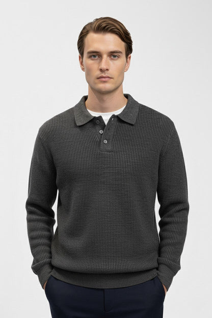 Caurelle | Men’s Knitted Jumper – Polo Collar High Stretch Autumn Winter