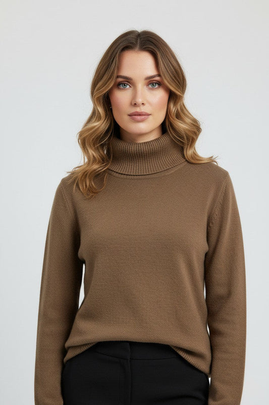 Caurelle | Women’s Roll Neck Jumper – Minimalist Autumn Winter Knit