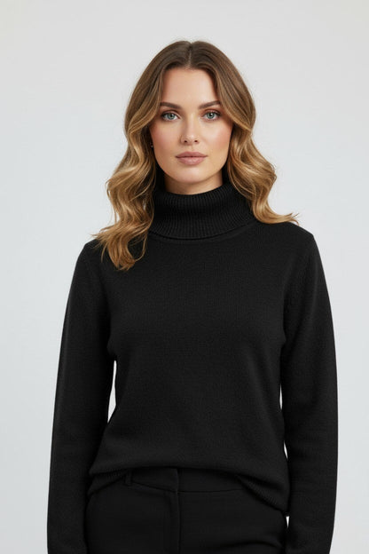 Caurelle | Women’s Roll Neck Jumper – Minimalist Autumn Winter Knit