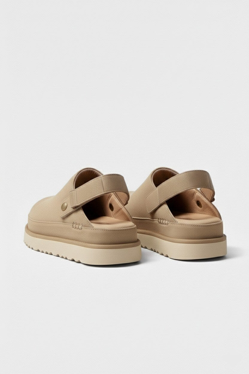 Caurelle | Women's Leather Slippers – Thick Bottom Back Strap Design