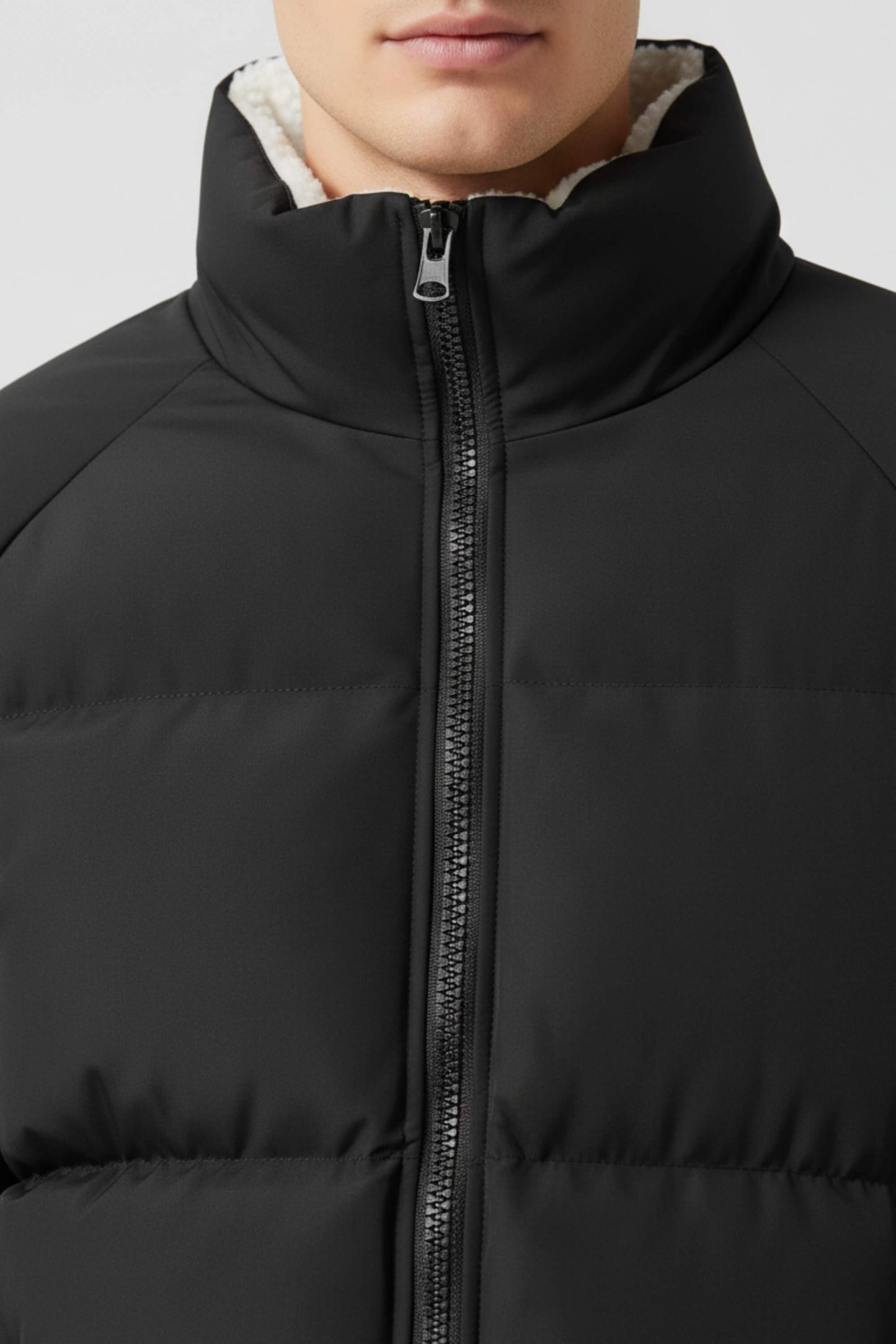 Men’s Black Puffer Jacket with Fleece Lining
