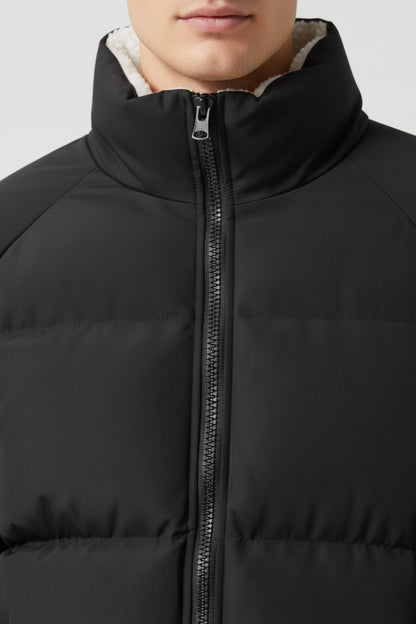 Men’s Black Puffer Jacket with Fleece Lining
