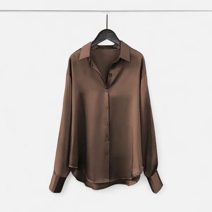 Plain Dept | Women’s Silk Satin Blouse – Autumn Poise Edition